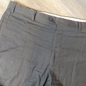 Zanella Todd Wool Flat Front‎ Dress Pants Brown Micro Check 40x32